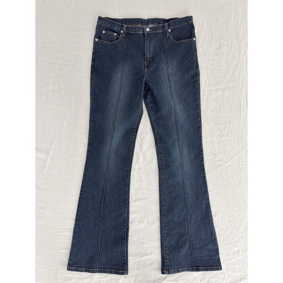 ‼️SOLD‼️Vintage b.u.m. equipment low rise dark blue boot cut flare jeans 90s 00s - Picture 1 of 5